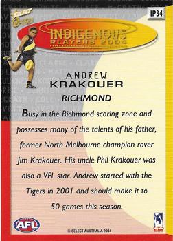 2004 Select Ovation - Indigenous Players 2004 #IP34 Andrew Krakouer Back